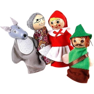 Set Papusi Pentru Degete Scufita Rosie, Marionete, Personaje Poveste, 4 Piese, Material Textil - Img 2
