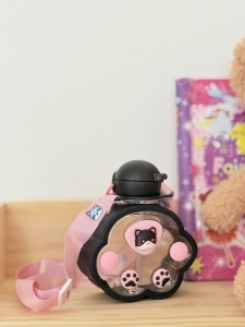 Sticla de Apa Pentru Copii, Cu bareta si Stickere, Negru, 250 ml - Img 5