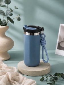Termos pentru Cafea, cu Maner, Otel Inoxidabil, Bleu, 350 ml