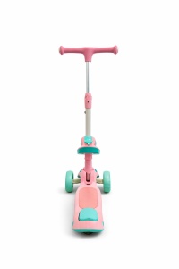 Trotineta Copii cu Sezut, Transformabila 2in1, Lumini, Ghidon Reglabil, Roz/Verde, 2 ani+ - Img 3