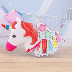 Trusa machiaj pentru copii Unicorn, Farduri, Mini Ruj, Buretei