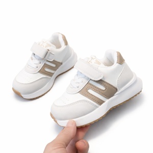 Adidași Copii Alb-Bej, Închidere cu Scai, Design Modern cu Inserții Laterale, Talpă Antiderapantă - Img 6