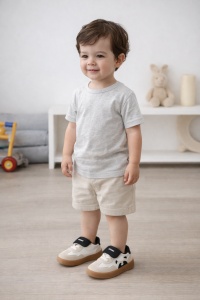 Adidași Copii cu Scai, Model Panda Bej-Negru, Talpă Antiderapantă, Încălțăminte Confortabilă - Img 6