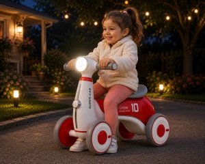Bicicletă de Echilibru pentru Copii 2-4 Ani cu 4 Roți, Lumini LED și Muzică – Roșu - Img 4
