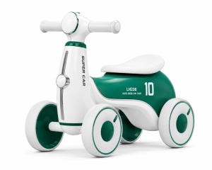 Bicicletă de Echilibru pentru Copii 2-4 Ani cu 4 Roți, Lumini LED și Muzică – Verde