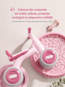 Bicicletă de Echilibru pentru Copii cu Lumini și Muzică, 4 Roți, Roz, 1-4 Ani - Img 4