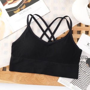 Bustiera pentru Sala, cu Bretele si Spate Gol, Fara Cusaturi, Model Push Up, Marime Universala, Negru