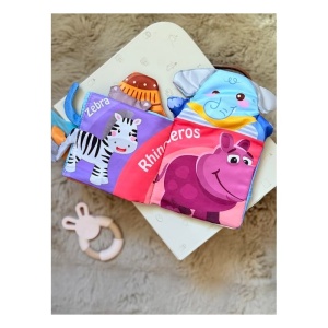 Carte Senzoriala Animale la Zoo, model Manusa, Textil, Multicolor, 0 luni+