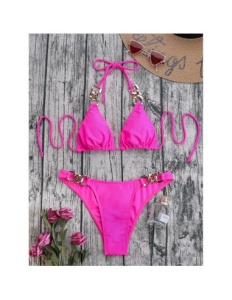 Costum de Baie, Doua Piese, Elegance Pink - Img 2