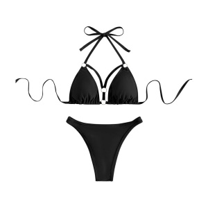 Costum de Baie, Doua Piese, Model Razilian, Elegant Black