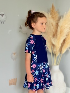 Costum de Baie Pentru Copii, Intreg, cu Protectie UV, Floral - Img 3