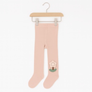 Dres cu Talpa pentru Copii, Roz Pudrat, cu Floare, Bumbac Gros