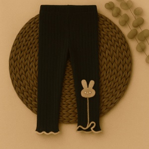Dres fara Talpa pentru Copii, Negru, cu Iepuras, Bumbac Gros