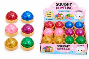 Jucărie Antistres Mini Squishy Dumpling cu Sclipici, 5,5 cm, Culori Aleatorii, 3 Ani+