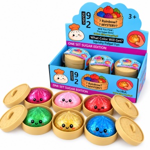 Jucărie Antistres Squishy Dumpling cu Sclipici și Biluțe în Interior,Culori Aleatorii, 3 Ani+