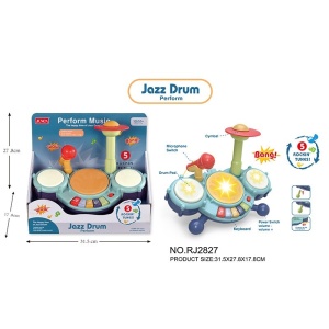 Jucarie Set Tobe Interactive Bebelusi, Microfon, Volum Ajustabil, Functie Pian, Lumini, Albastru, 32x28x20 Cm, 18 luni+ - Img 2