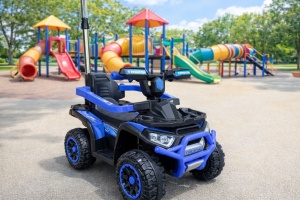 Mașinuță Ride-On ATV 4x4 pentru Copii cu Mâner de Împingere, Albastru - Img 5