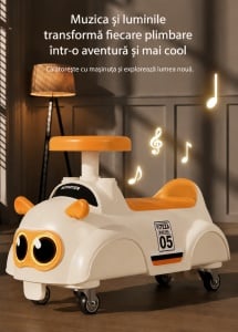 Mașinuță Ride-On pentru Bebeluși și Copii 0-4 Ani, Plastic PP,Crem – Galben - Img 3