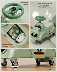 Mașinuță Ride-On pentru Bebeluși și Copii 0-4 Ani, Plastic PP, Verde - Img 2