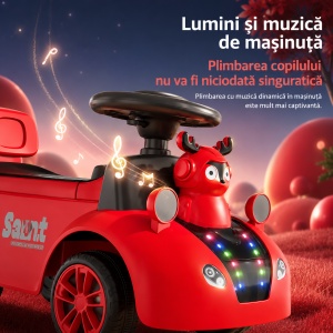 Mașinuță Ride-On pentru Copii 1-3 Ani, cu Lumini LED și Muzică, Model Ren, Rosu - Img 3