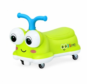 Mașinuță Verde Ride-On pentru Copii, Model Omidă, 2-4 Ani, cu Lumini și Roți Silențioase