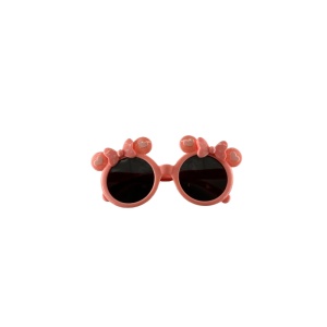 Ochelari de Soare pentru Copii, Marime Universala, Roz cu Fundite Roz, Plastic - Img 2