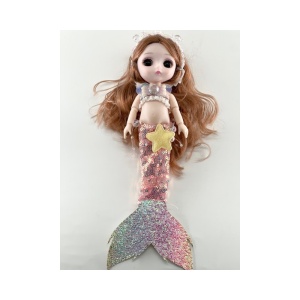 Papusa Mini Sirena, Corp Tare si Mobil, Roz, 23 cm - Img 2