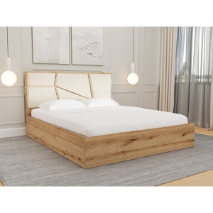 Pat tapițat ELEGANCE Bouclé – Alb