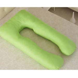 Perna Multifunctionala Gravide, Forma U, Interior Fibre de Poliester, Bumbac, Verde