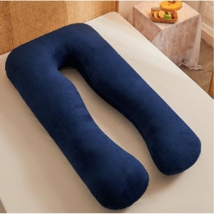 Perna Multifunctionala Gravide, Forma U, Relaxare si Alaptare, Interior Fibre de Poliester, Dark Blue