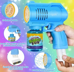 Pistol Albastru pentru Baloane de Săpun Bubble Blaster, cu Efecte Luminoase LED, Funcționare pe Baterii - Img 2