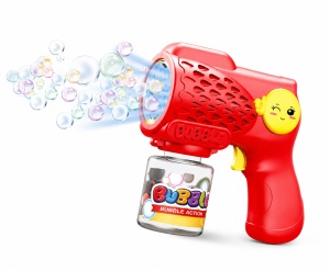 Pistol de Baloane de Săpun Roșu, 10 Găuri, LED, Recipient 90 ml, Jucărie pentru Copii