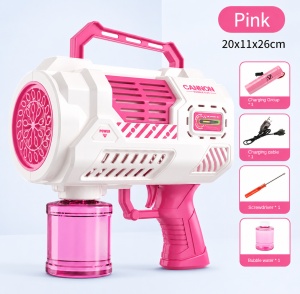 Pistol pentru Baloane de Săpun Bubble Blaster Space Pro Roz-Alb, cu Efecte Luminoase LED, Funcționează pe Baterii - Img 3