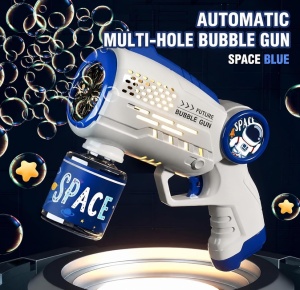 Pistol pentru Baloane de Săpun Model Astronaut Alb-Albastru, cu Lumini LED, Funcționare pe Baterii - Img 3