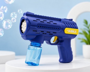 Pistol pentru Baloane de Săpun Model Bubble Ranger Albastru-Galben, cu Lumini LED, Funcționare pe Baterii - Img 3