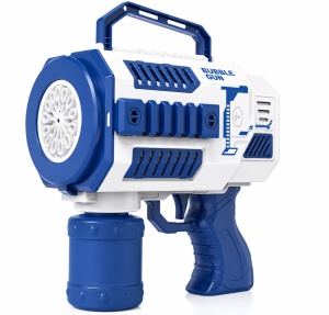 Pistol pentru Baloane de Săpun Model Titan Alb-Albastru, cu Lumini LED, Funcționare pe Baterii