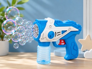 Pistol pentru Baloane de Săpun Model Vector Albastru-Alb, cu Lumini LED, Funcționare pe Baterii - Img 4