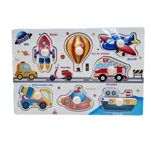 Puzzle Montessori din Lemn, Vehicule, 7 Piese, Dimensiune 22.5x15cm - Img 2