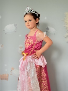 Rochie Fetite Carnaval, Printesa, Tull/Saten, Fucsia si Roz, Sclipici Argintiu - Img 6