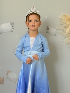 Rochie Fetite pentru Carnaval model Regina Ghetii, Saten si Voal, Albastru - Img 4