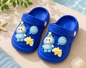 Saboți Copii Tip Crocs,Spuma cu Personaj 3D, Balon și Stea Decorativa, Baretă Reglabilă, Talpă Antiderapantă,Albastru - Img 2