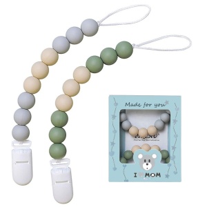Set 2 Lanturi Pentru Suzeta, cu Bile din Silicon si Clips, 030