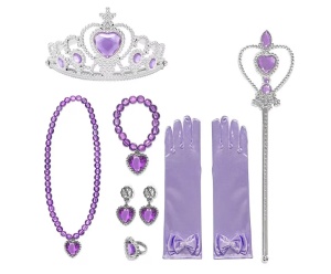 Set accesorii pentru Carnaval Printesa, 7 Piese, Mov