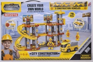 Set de Construcție CONSZONE City Construction cu 78 Piese și Vehicule, 3ani+