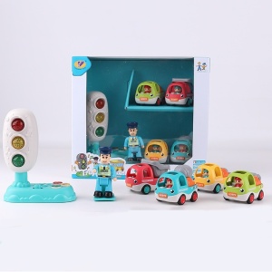 Set Interactiv de 4 Masinute cu Politist si Semafor, Multicolor, Plastic, Sunete si Lumini, 18 luni+ - Img 2