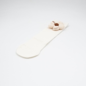 Sosete pentru Copii, Albe, Model cu Floare Crem, Bumbac, 2-5 ani - Img 2