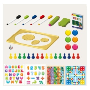 Tabla de Desen Multifuncțională Model Dino Roz 2-în-1, Magnetică & Creta, Pliabilă, cu Accesorii Artist - Img 2