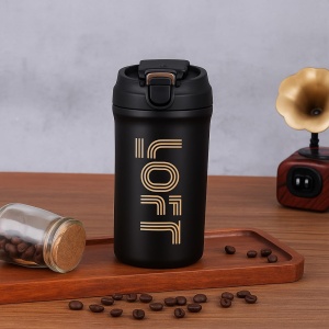 Termos pentru Adulti, cu Pai, Negru mat, 600 ml