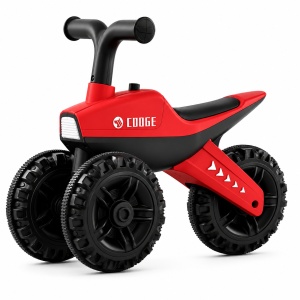 Tricicletă fără Pedale pentru Copii Tip ATV, cu Ghidon, Șezut și 3 Roți Late, Rosu-Negru,12 luni +