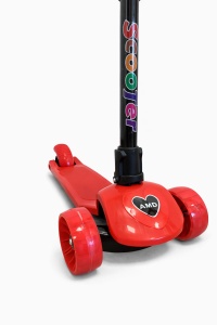 Trotineta Copii Scooter Pliabila, Ghidon Reglabil, 3 Roti, cu Lumini si Accesorii, Rosu, 2 ani+ - Img 2